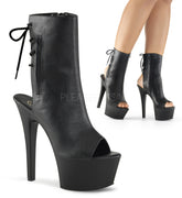 Pleaser ASPIRE-1018 Black Faux Leather Ankle Boots With Black Matte Platform - Shoecup.com - 1